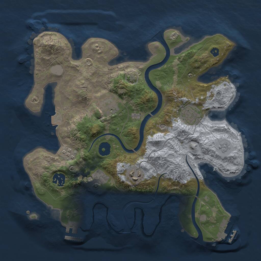 Rust Map: Procedural Map, Size: 3000, Seed: 27788, 12 Monuments