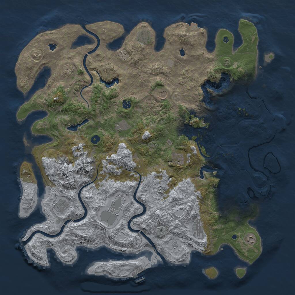 Rust Map: Procedural Map, Size: 5000, Seed: 840912, 17 Monuments