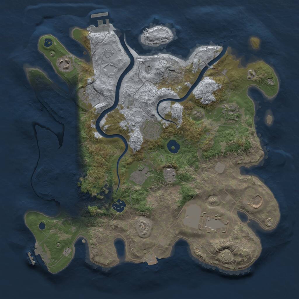 Rust Map: Procedural Map, Size: 3500, Seed: 1930511056, 15 Monuments