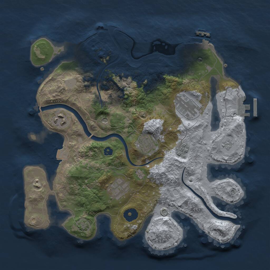 Rust Map: Procedural Map, Size: 3000, Seed: 350954172, 11 Monuments