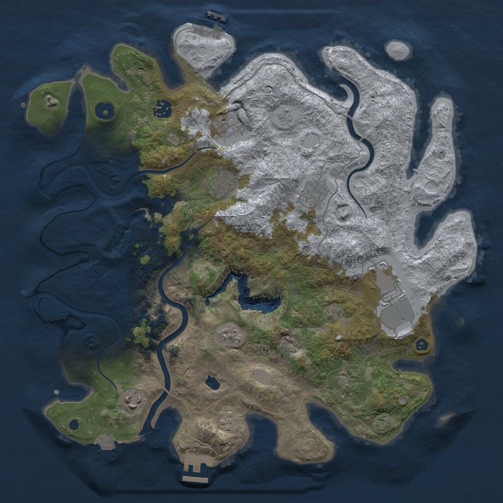 Rust Map: Procedural Map, Size: 4000, Seed: 253699342, 14 Monuments