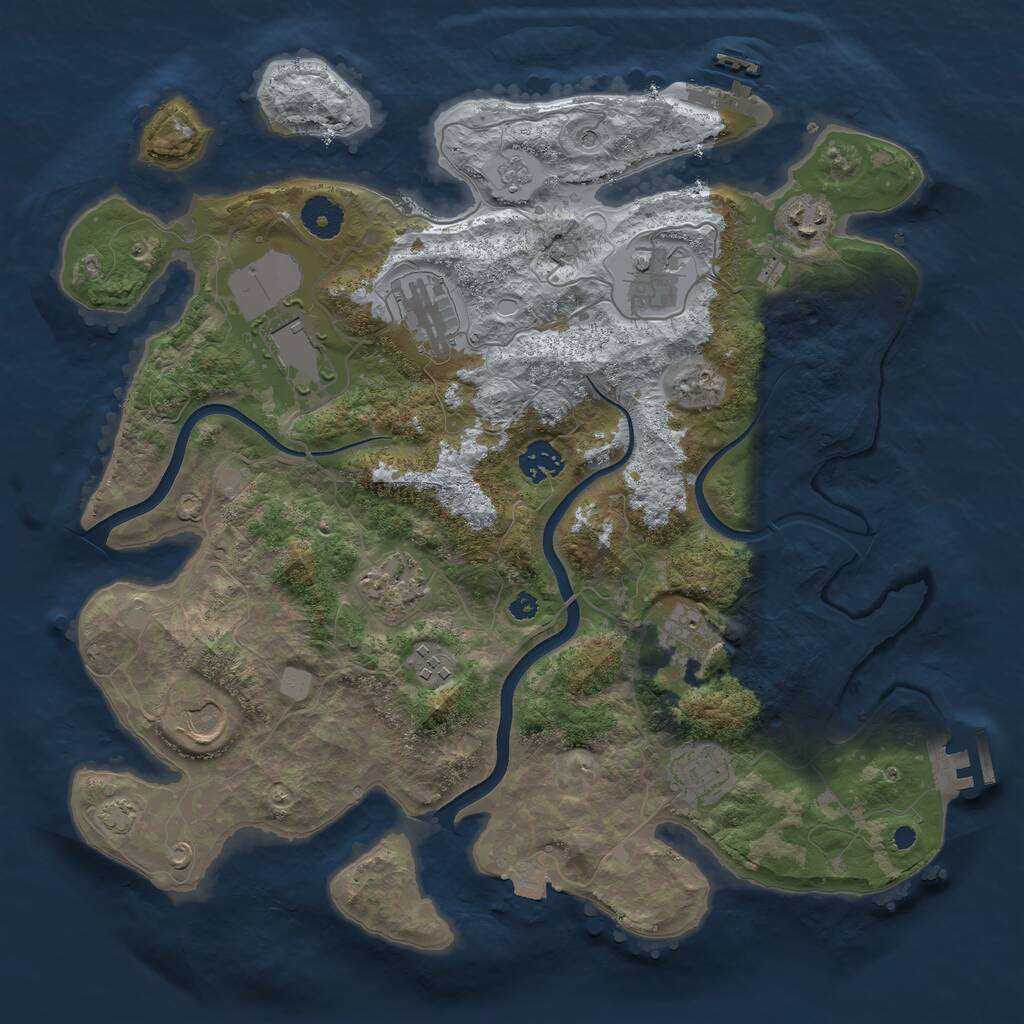 Rust Map: Procedural Map, Size: 3700, Seed: 1596635483, 16 Monuments