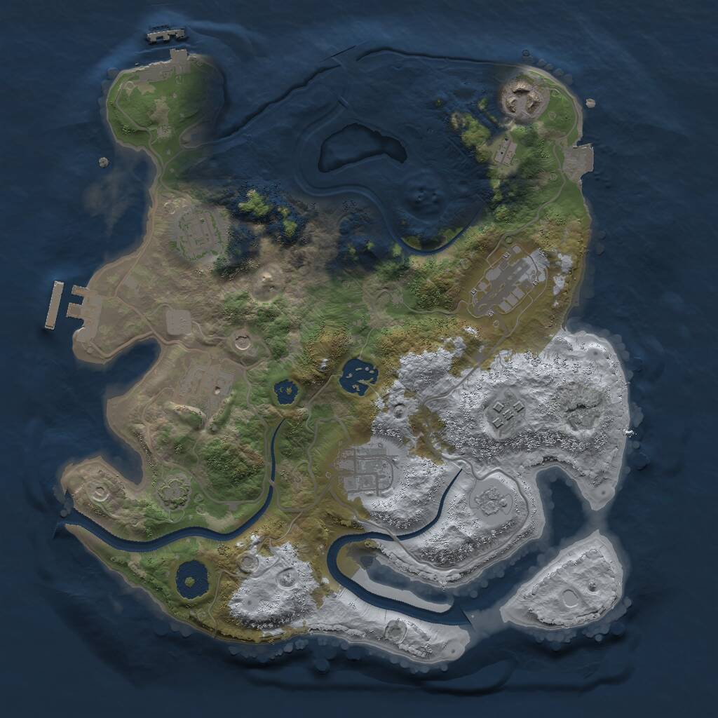 Rust Map: Procedural Map, Size: 3000, Seed: 976371414, 13 Monuments