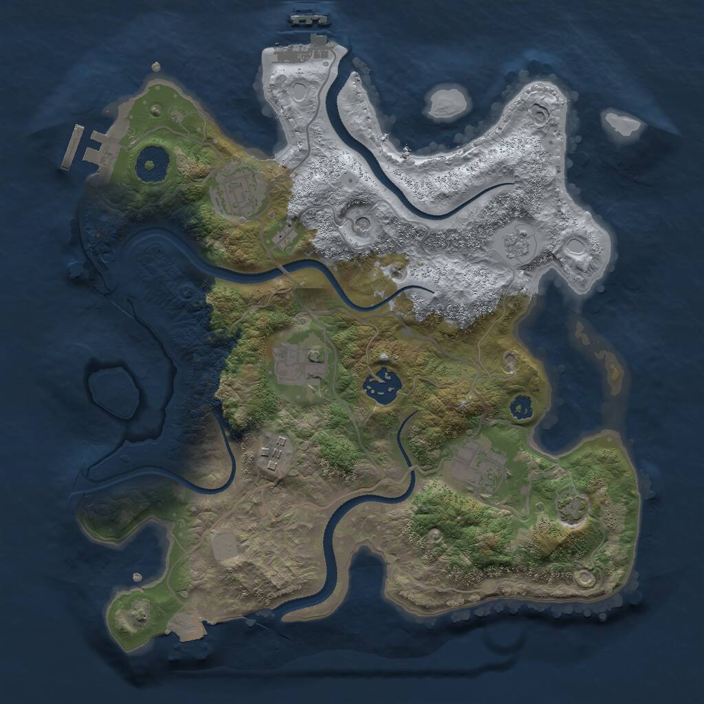 Rust Map: Procedural Map, Size: 3000, Seed: 481960, 11 Monuments