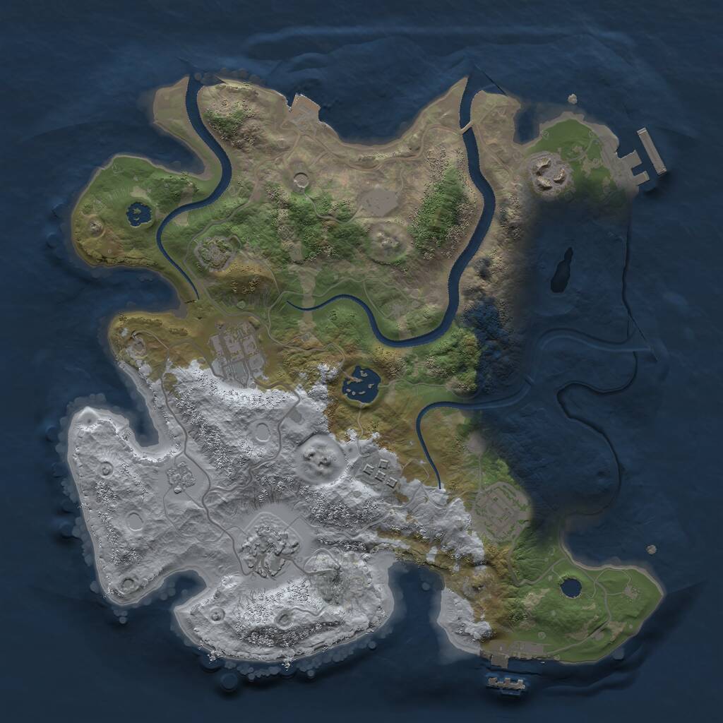 Rust Map: Procedural Map, Size: 3000, Seed: 45673, 12 Monuments