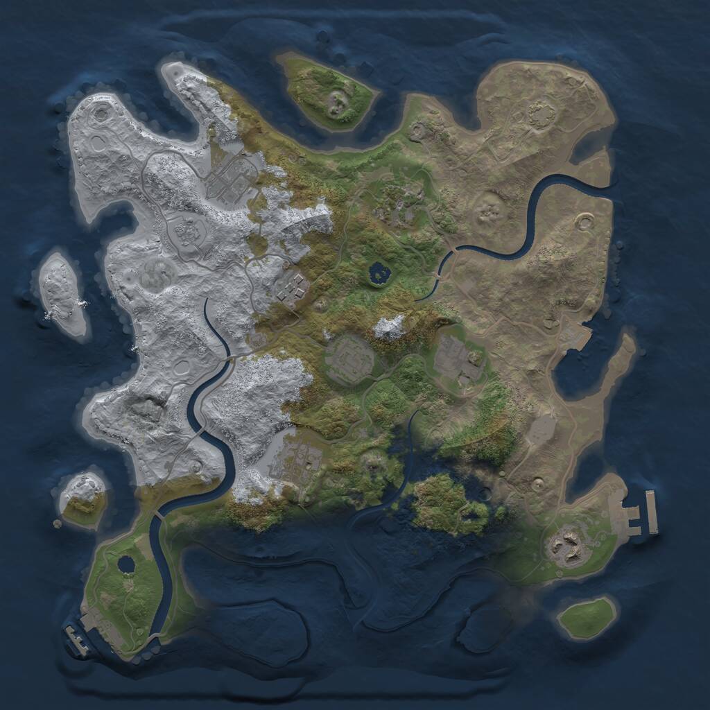Rust Map: Procedural Map, Size: 3300, Seed: 557186519, 13 Monuments