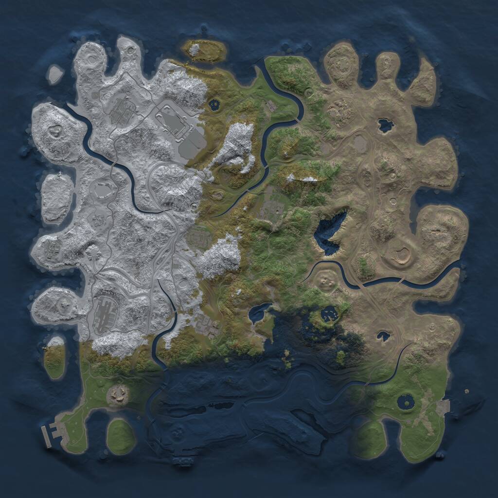 Rust Map: Procedural Map, Size: 4500, Seed: 2128298313, 17 Monuments