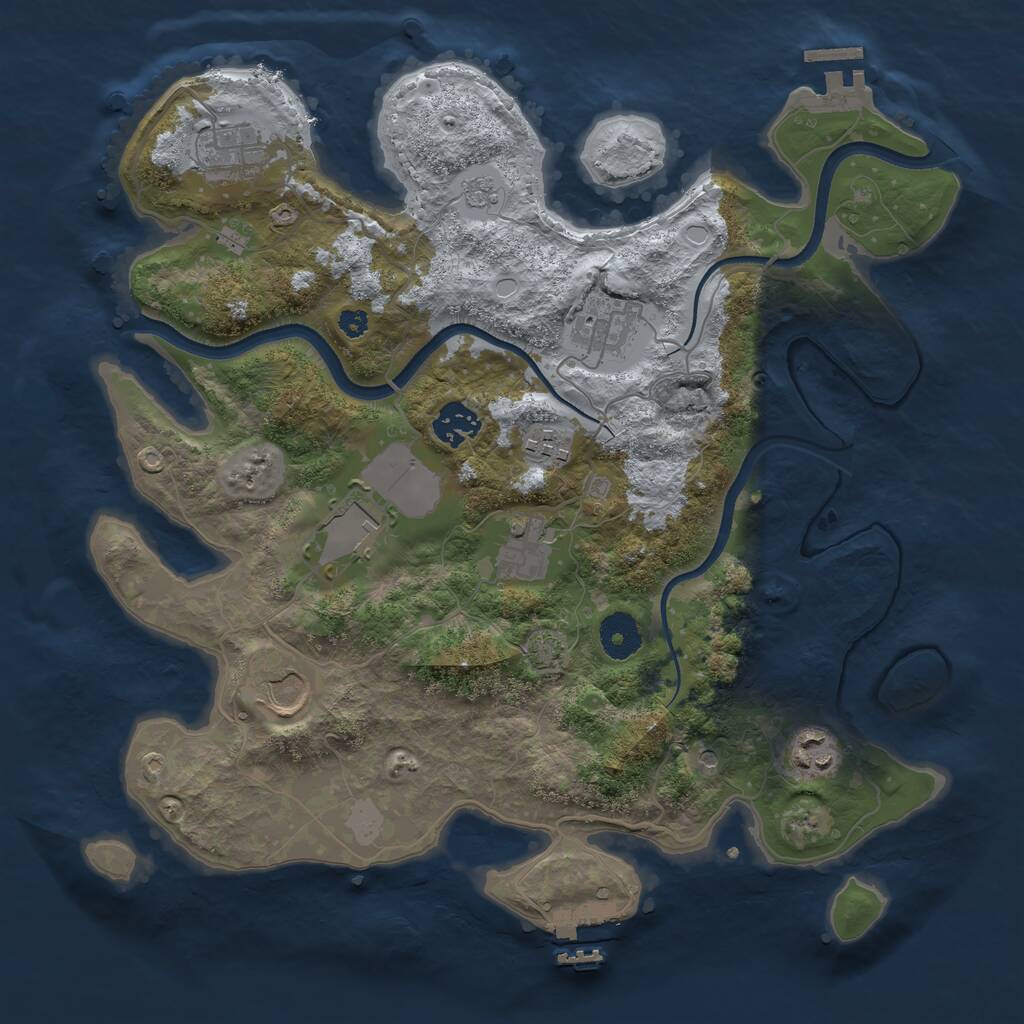 Rust Map: Procedural Map, Size: 3500, Seed: 3486480, 14 Monuments