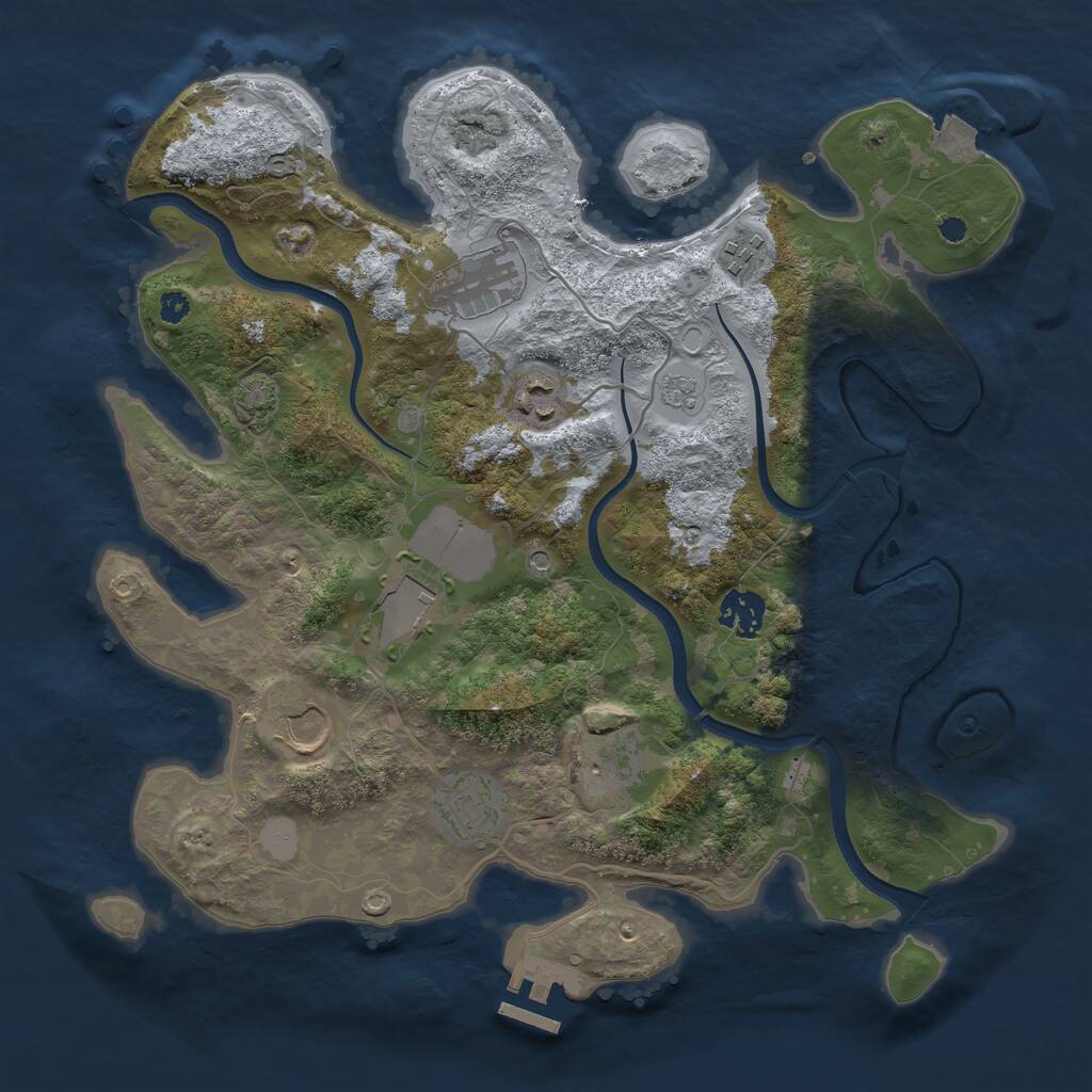 Rust Map: Procedural Map, Size: 3500, Seed: 3486480, 13 Monuments
