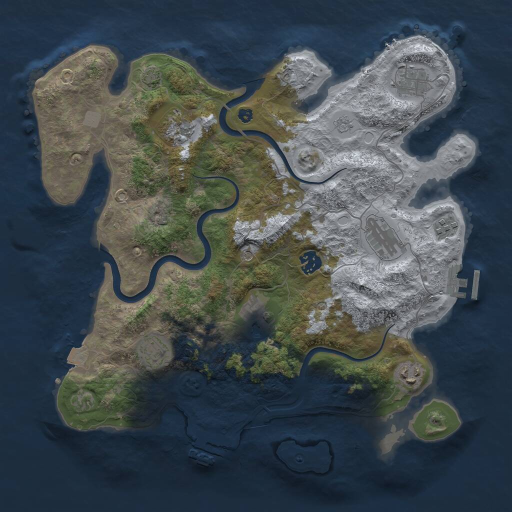 Rust Map: Procedural Map, Size: 3500, Seed: 1717865034, 14 Monuments