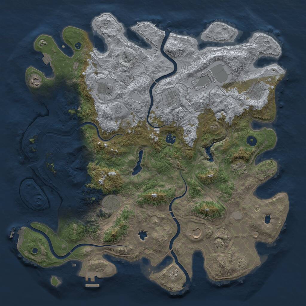 Rust Map: Procedural Map, Size: 4500, Seed: 6663235, 16 Monuments