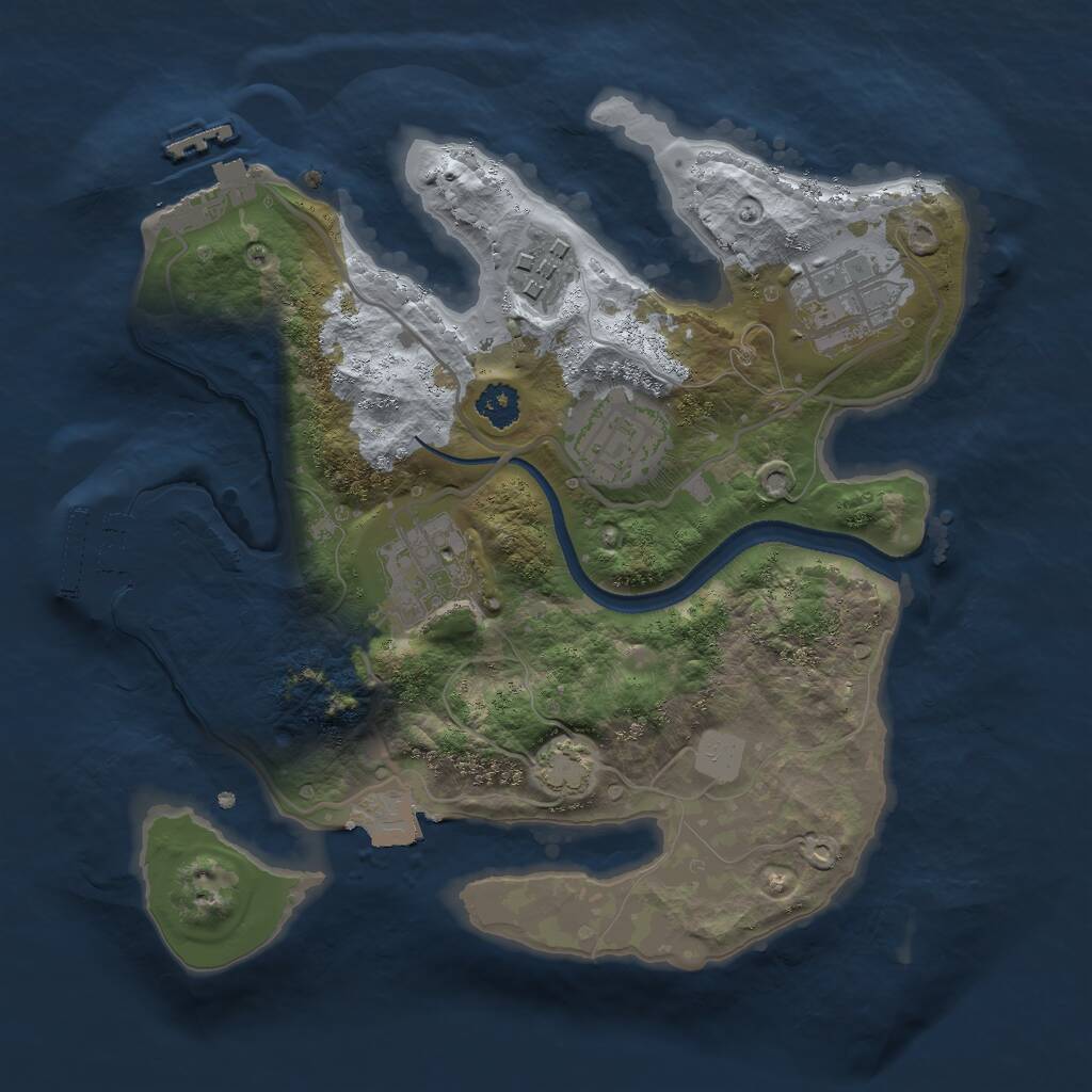 Rust Map: Procedural Map, Size: 2500, Seed: 803734187, 8 Monuments