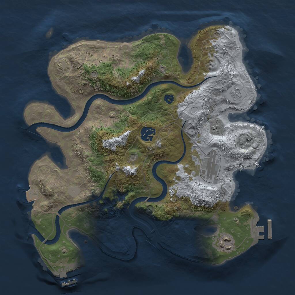 Rust Map: Procedural Map, Size: 3000, Seed: 11046, 10 Monuments