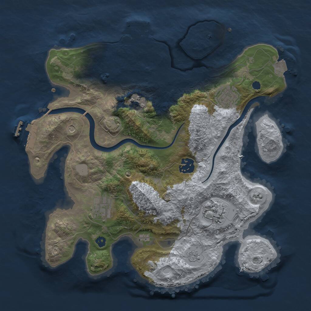 Rust Map: Procedural Map, Size: 3000, Seed: 1144537759, 11 Monuments
