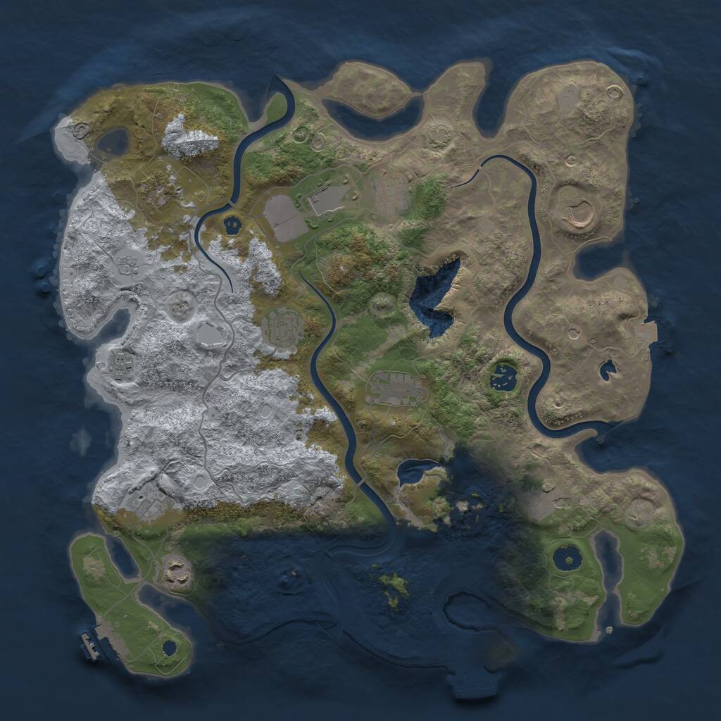 Rust Map: Procedural Map, Size: 4000, Seed: 1062136406, 17 Monuments