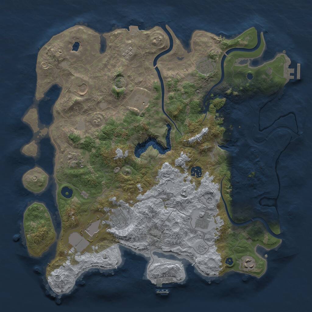 Rust Map: Procedural Map, Size: 4050, Seed: 30360401, 16 Monuments