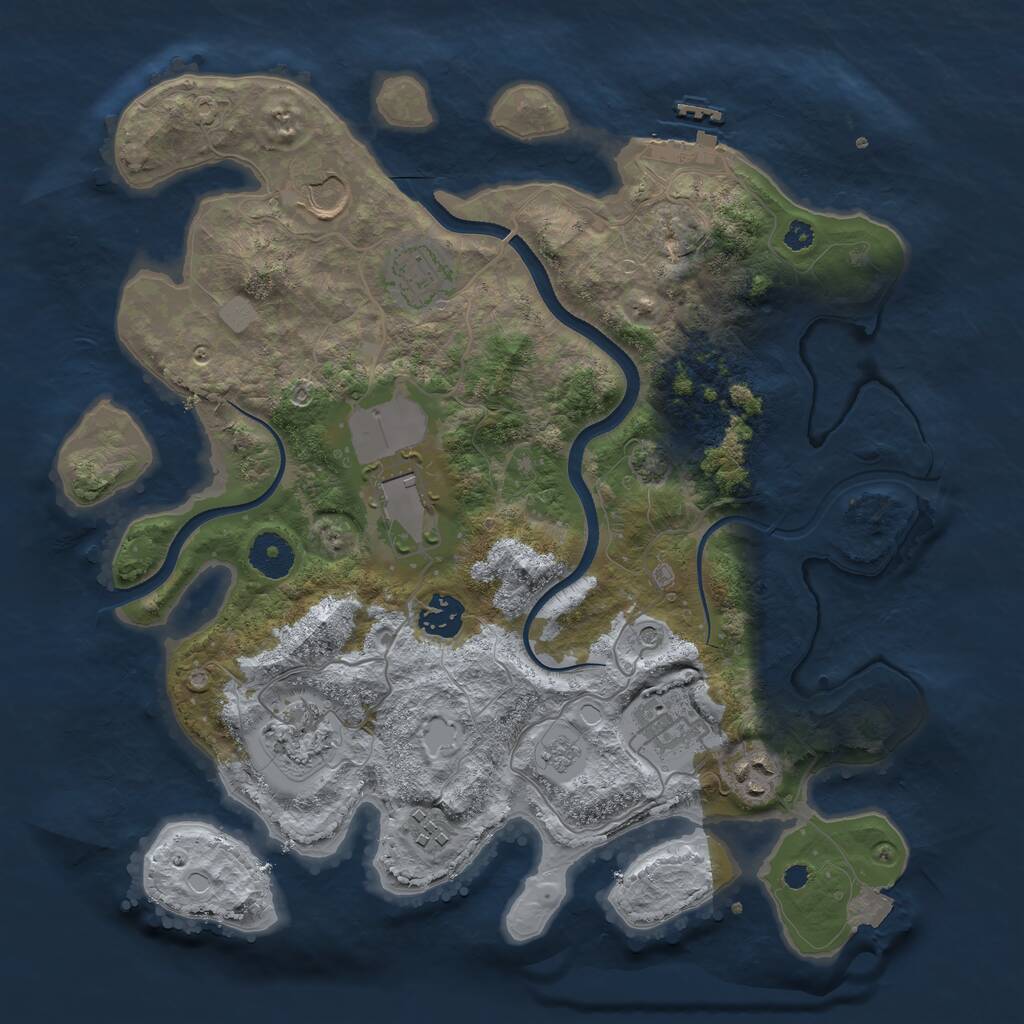 Rust Map: Procedural Map, Size: 3500, Seed: 1575249669, 13 Monuments