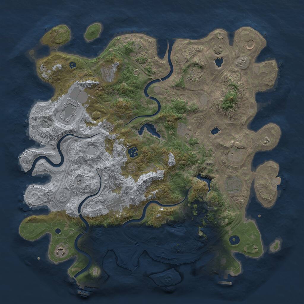 Rust Map: Procedural Map, Size: 4500, Seed: 1084409647, 17 Monuments