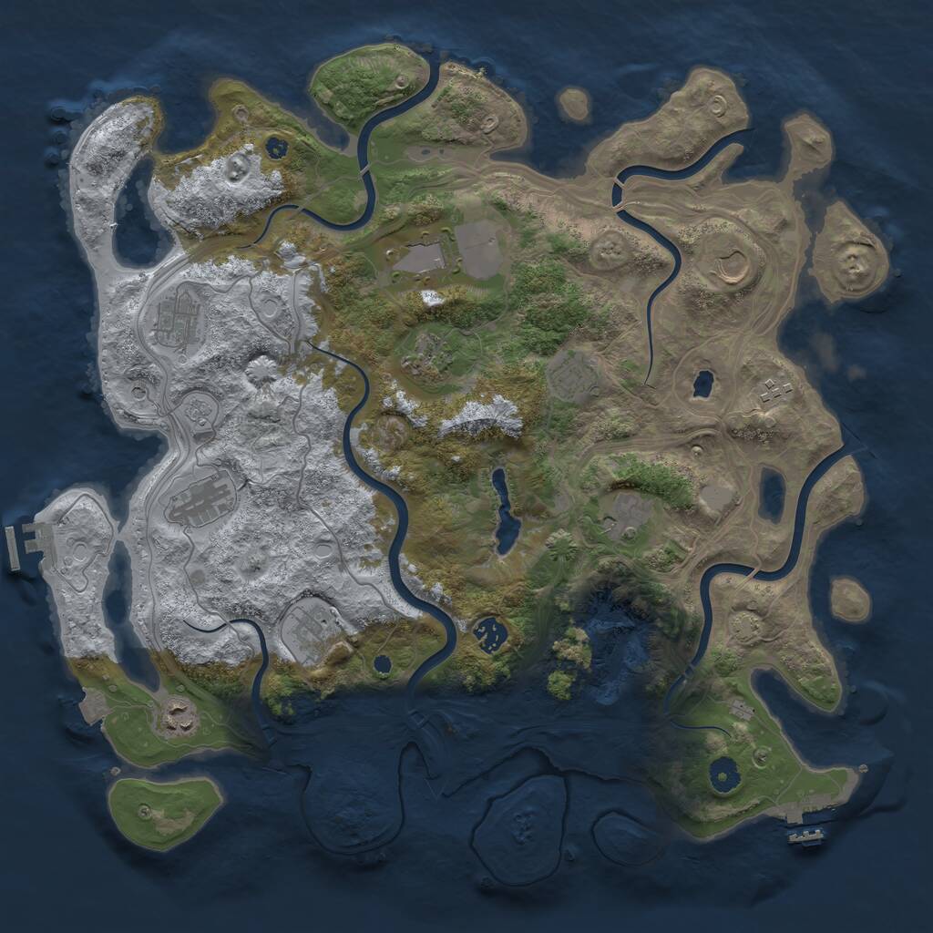 Rust Map: Procedural Map, Size: 4250, Seed: 1200826471, 17 Monuments