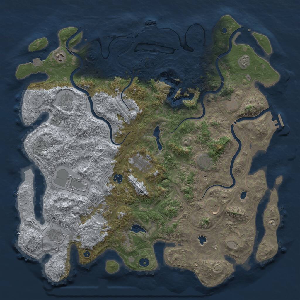 Rust Map: Procedural Map, Size: 4800, Seed: 1198262374, 17 Monuments