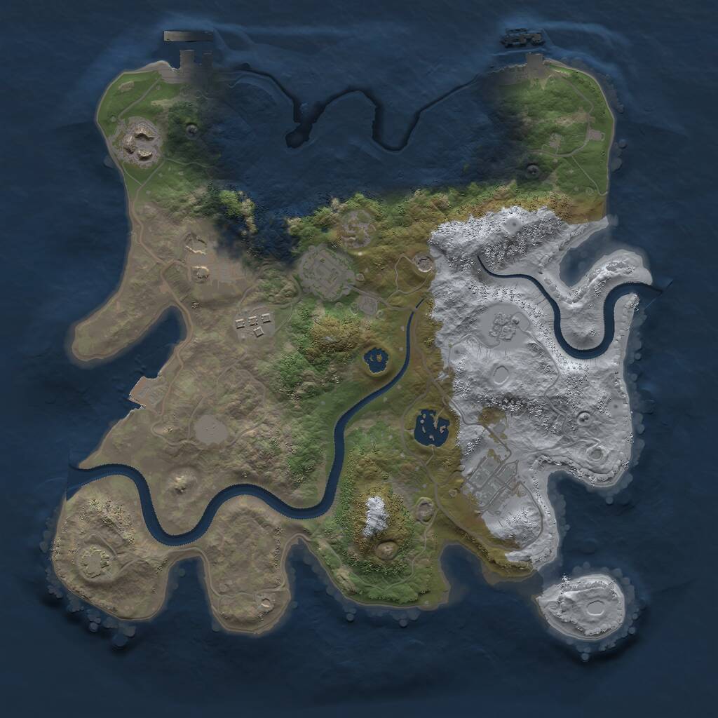 Rust Map: Procedural Map, Size: 3000, Seed: 958800, 12 Monuments
