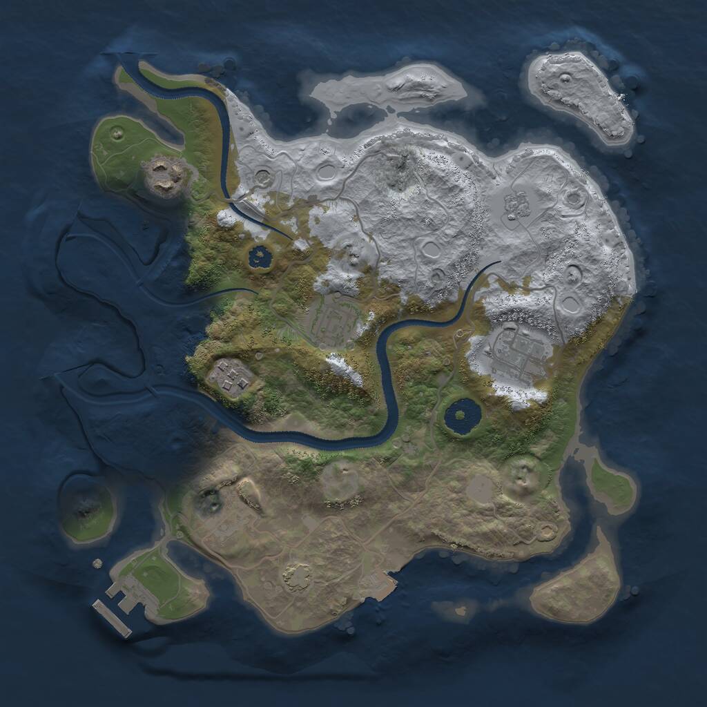 Rust Map: Procedural Map, Size: 3000, Seed: 793502, 10 Monuments