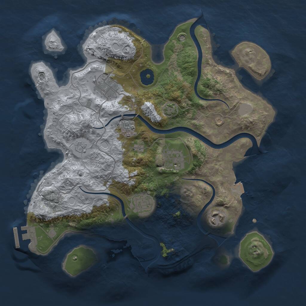 Rust Map: Procedural Map, Size: 3000, Seed: 1025986160, 9 Monuments