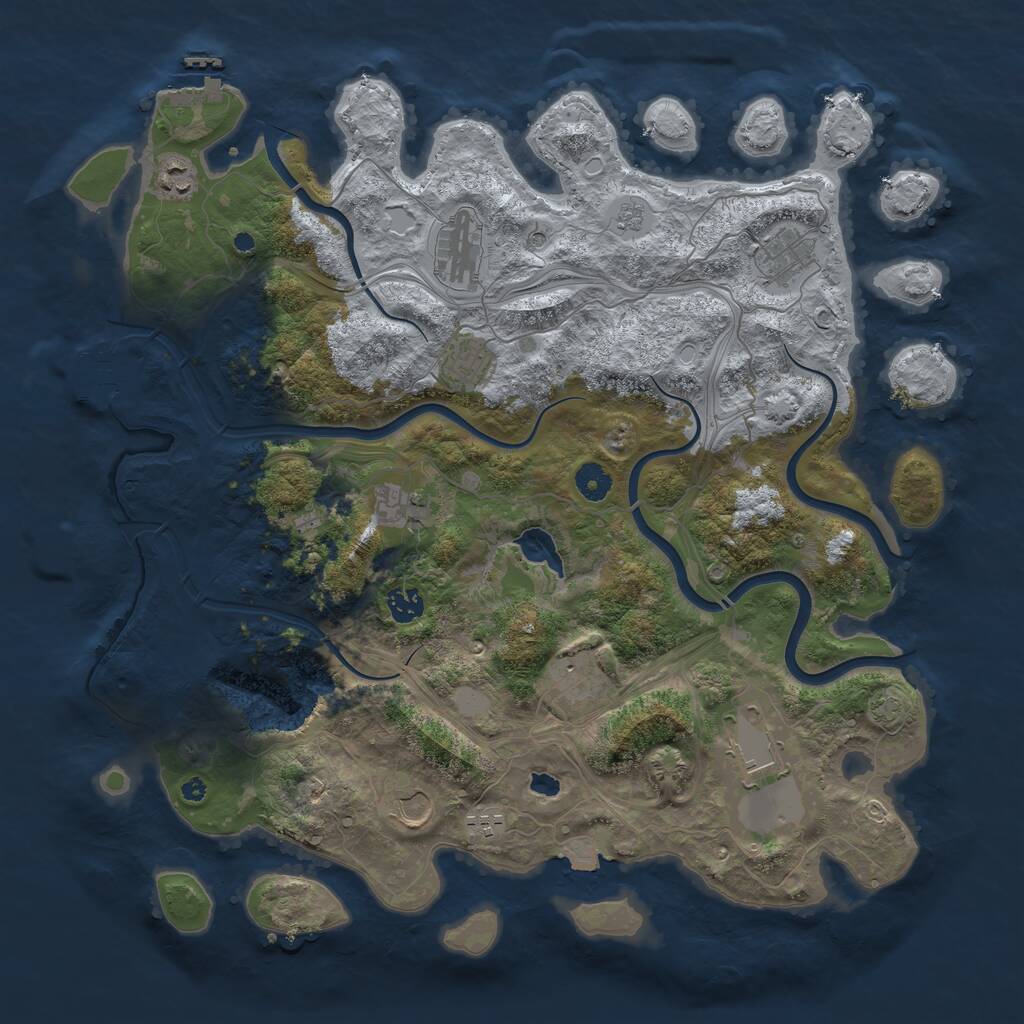 Rust Map: Procedural Map, Size: 4250, Seed: 1307910701, 16 Monuments