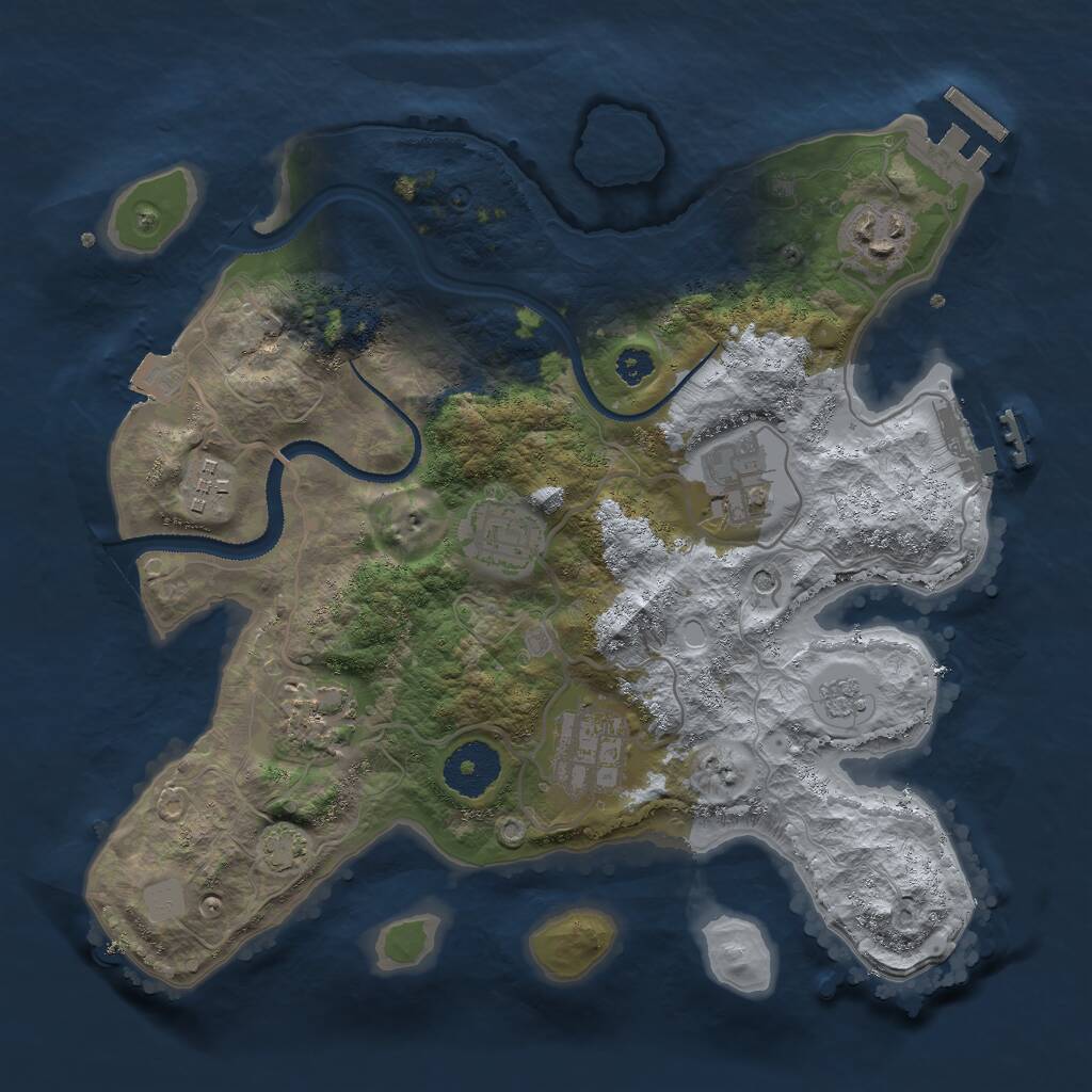 Rust Map: Procedural Map, Size: 3000, Seed: 98291335, 12 Monuments