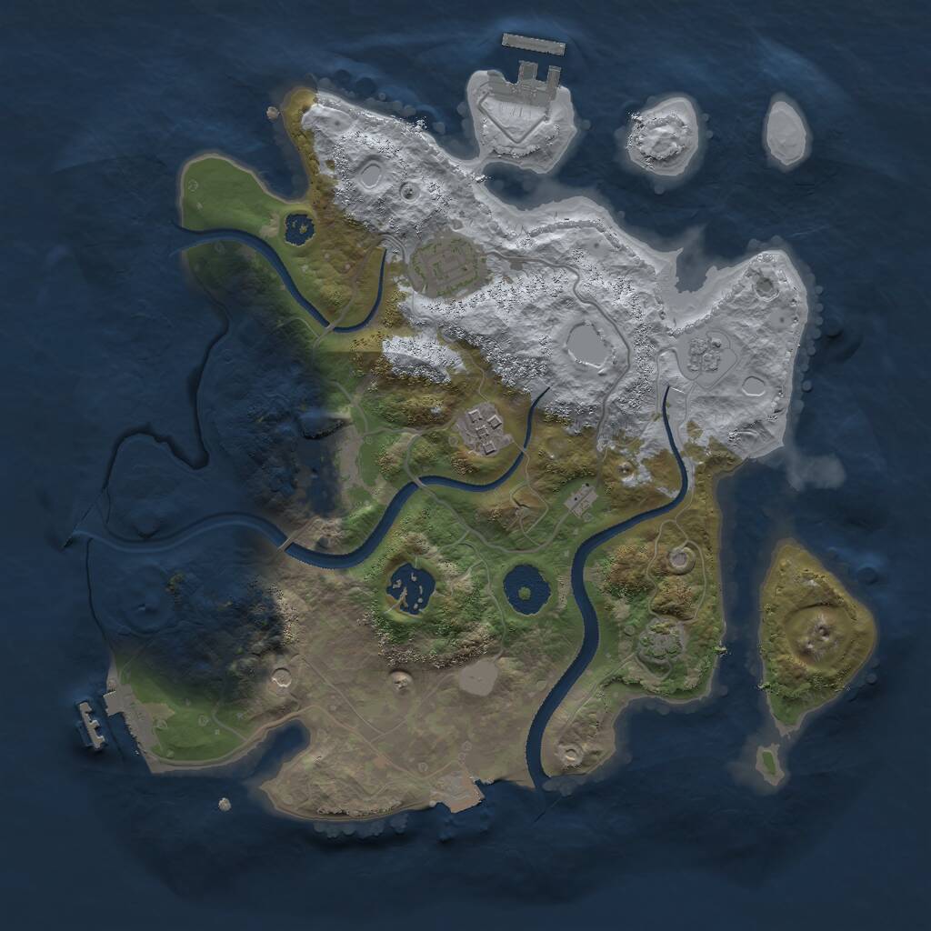 Rust Map: Procedural Map, Size: 3000, Seed: 302332, 10 Monuments