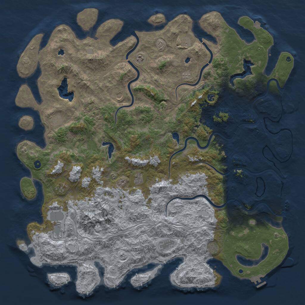 Rust Map: Procedural Map, Size: 6000, Seed: 264404298, 17 Monuments