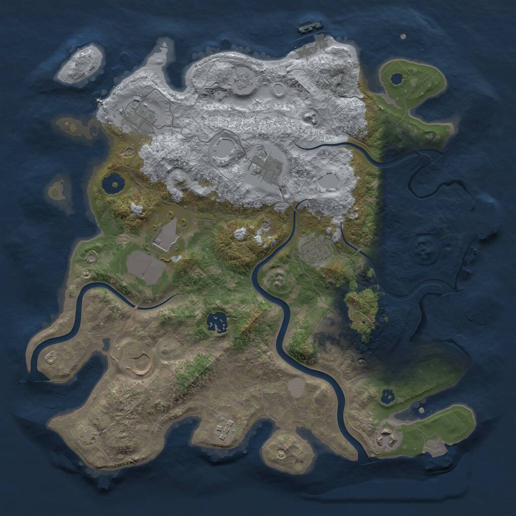 Rust Map: Procedural Map, Size: 3600, Seed: 728394, 15 Monuments