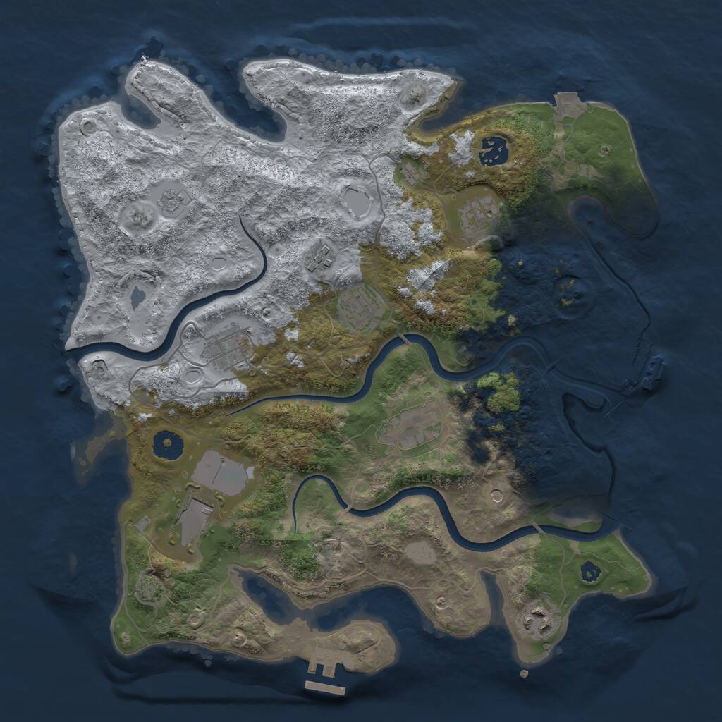 Rust Map: Procedural Map, Size: 3600, Seed: 360270219, 14 Monuments