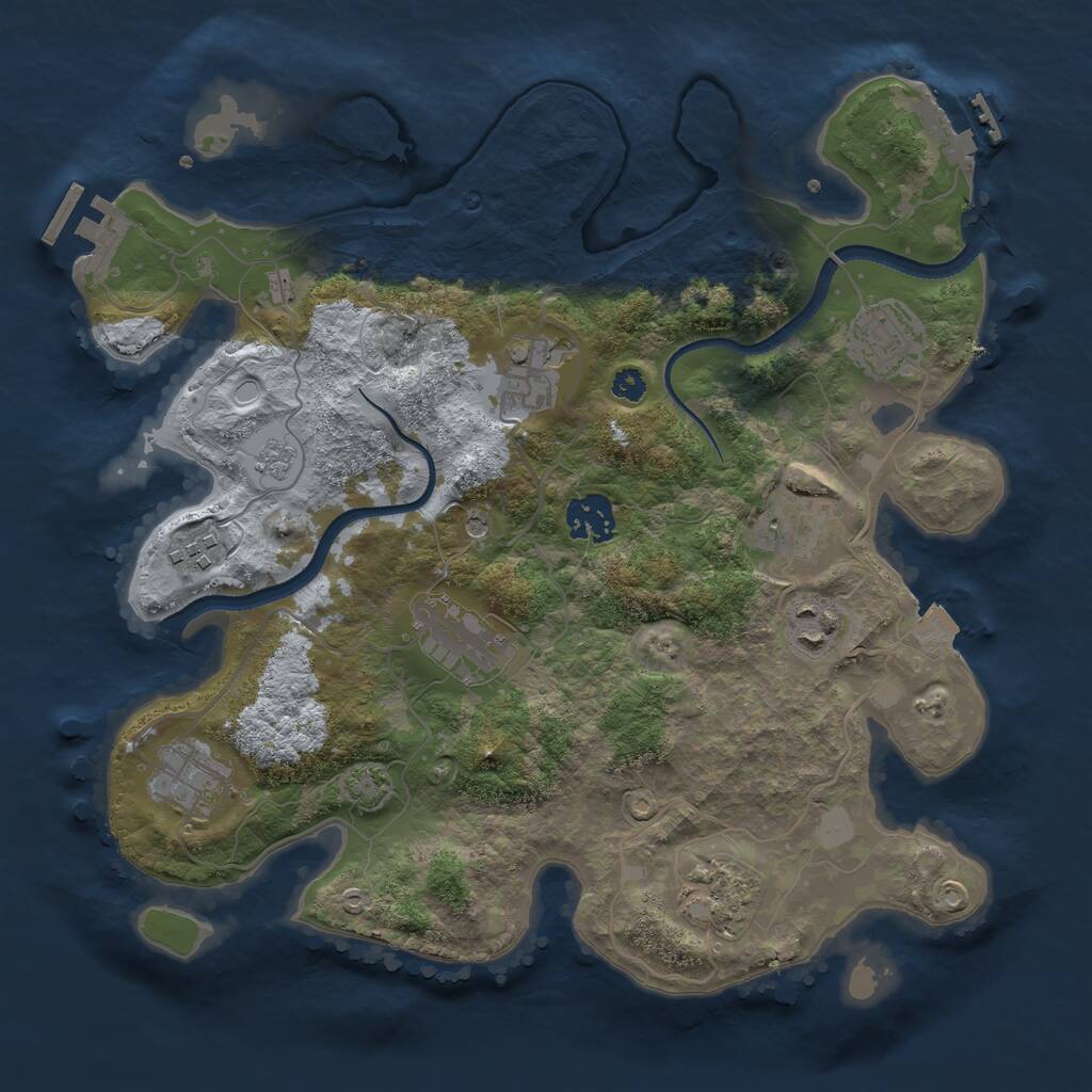 Rust Map: Procedural Map, Size: 3300, Seed: 1925891000, 15 Monuments