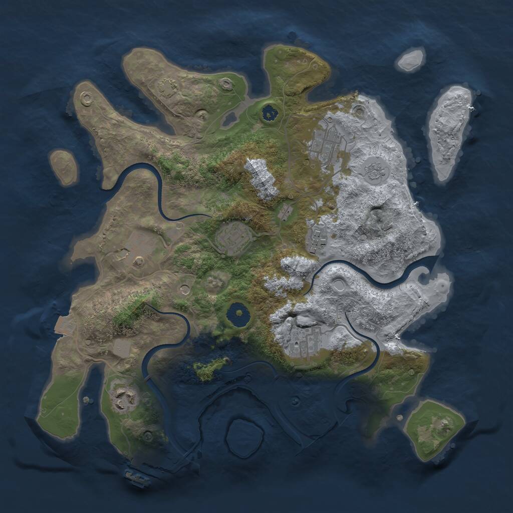 Rust Map: Procedural Map, Size: 3300, Seed: 732097511, 11 Monuments
