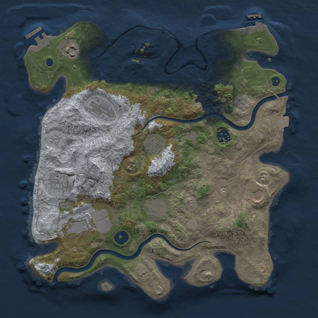 Rust Map: Procedural Map, Size: 3500, Seed: 866154, 15 Monuments