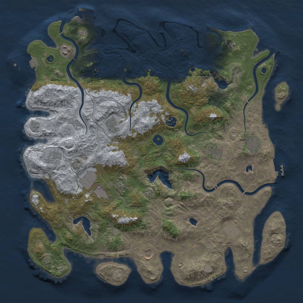 Rust Map: Procedural Map, Size: 4500, Seed: 858205178, 17 Monuments