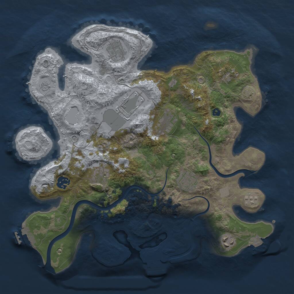 Rust Map: Procedural Map, Size: 3500, Seed: 1989187481, 15 Monuments