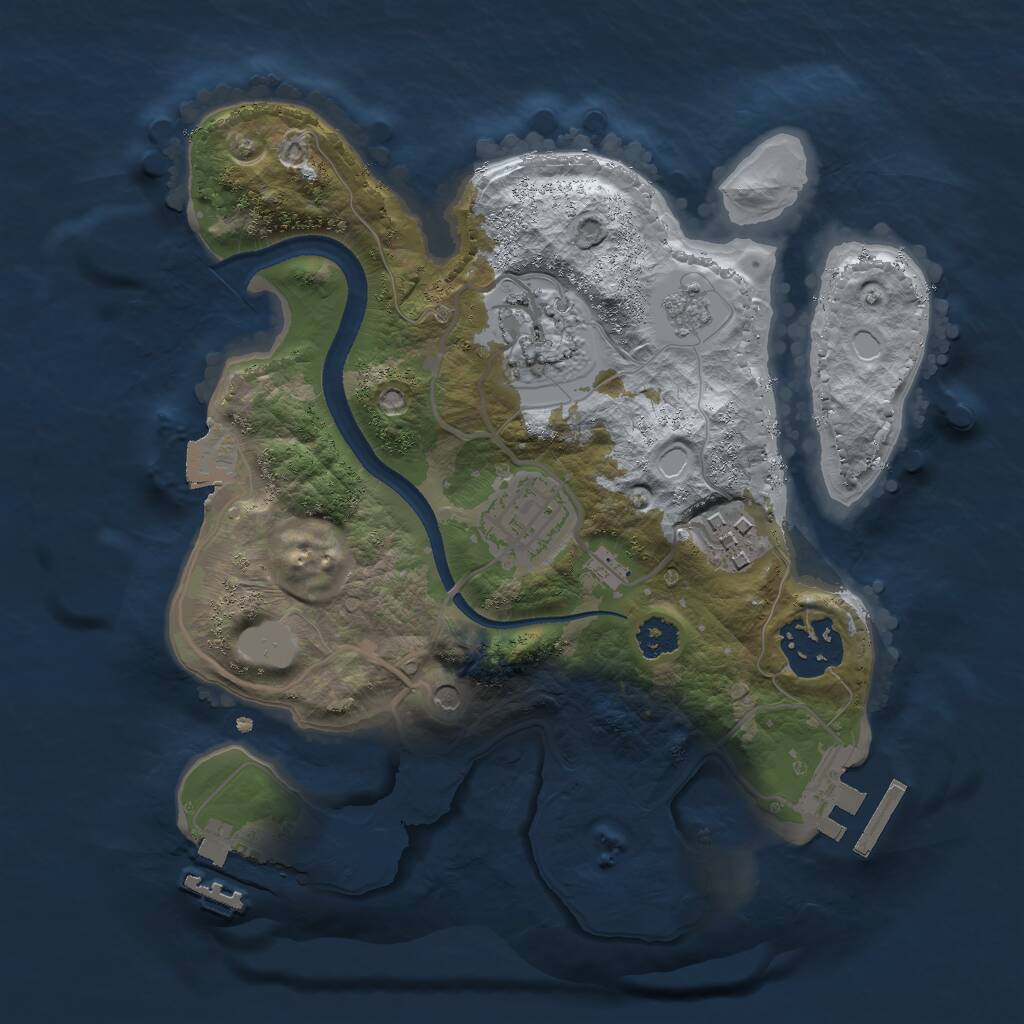 Rust Map: Procedural Map, Size: 2500, Seed: 17228, 9 Monuments