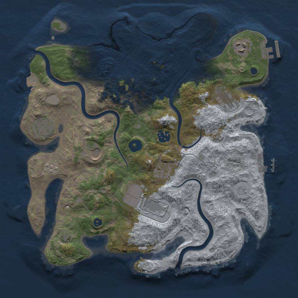Rust Map: Procedural Map, Size: 3500, Seed: 896779666, 14 Monuments