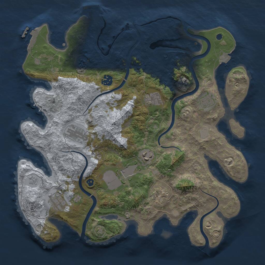 Rust Map: Procedural Map, Size: 3600, Seed: 336098, 15 Monuments