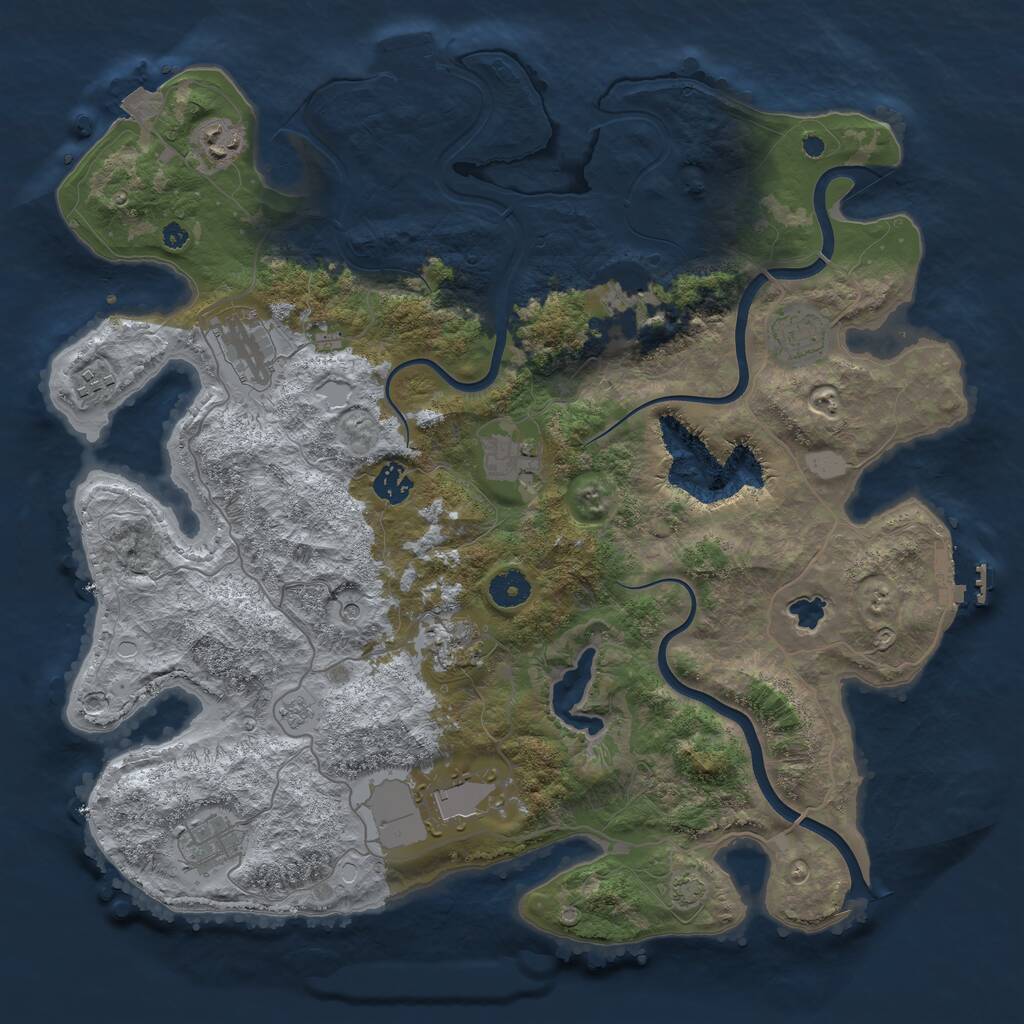 Rust Map: Procedural Map, Size: 4000, Seed: 538806421, 16 Monuments