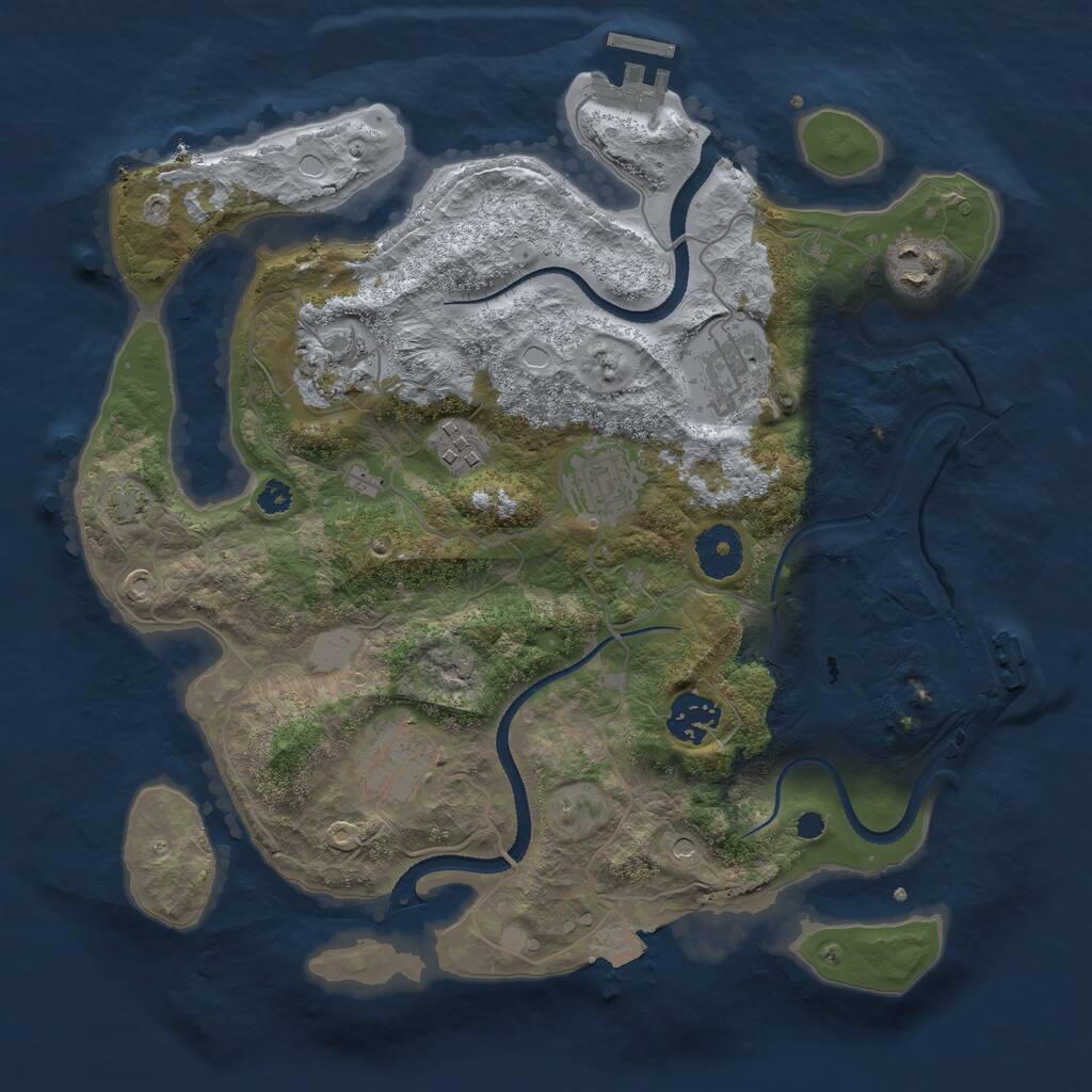 Rust Map: Procedural Map, Size: 3250, Seed: 1789339327, 12 Monuments