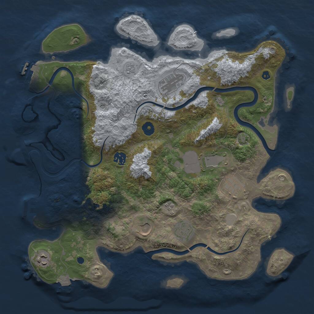 Rust Map: Procedural Map, Size: 3700, Seed: 1929656941, 14 Monuments