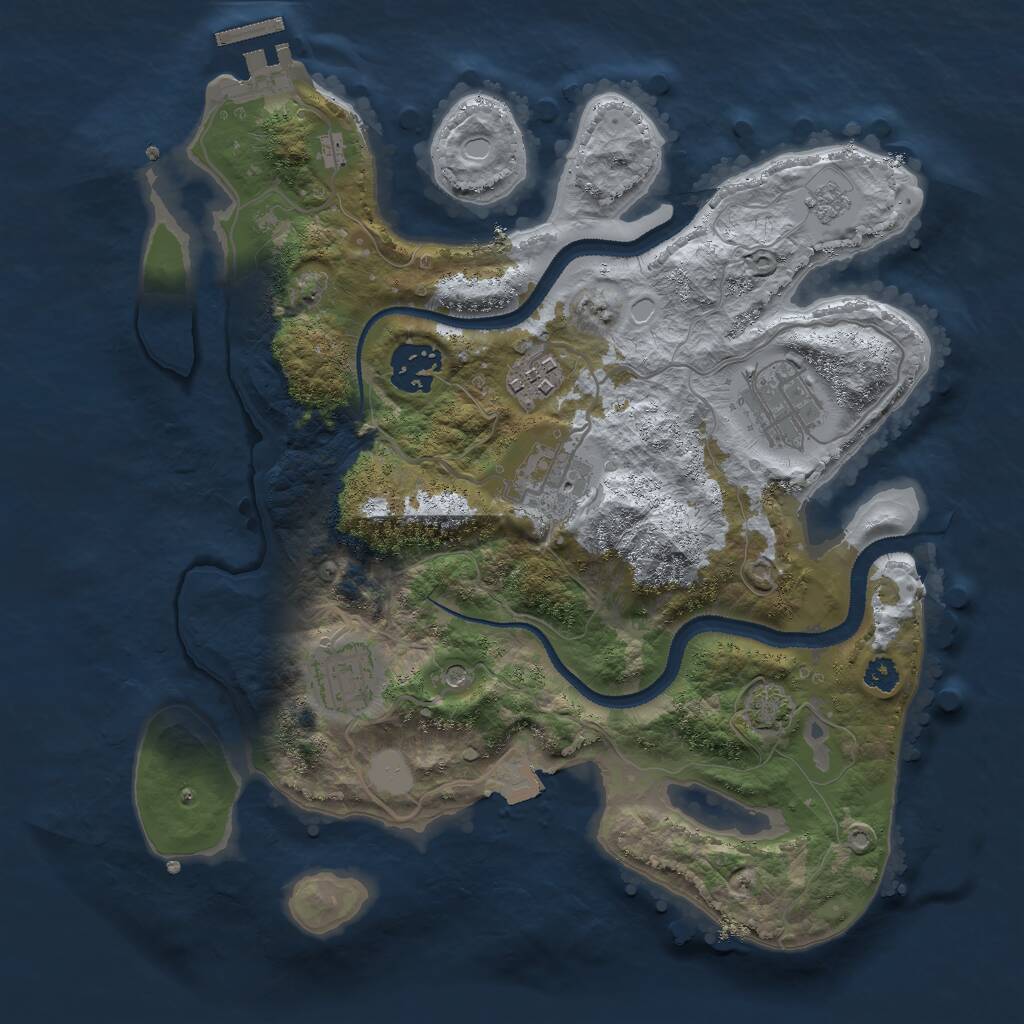 Rust Map: Procedural Map, Size: 3000, Seed: 1395870, 10 Monuments