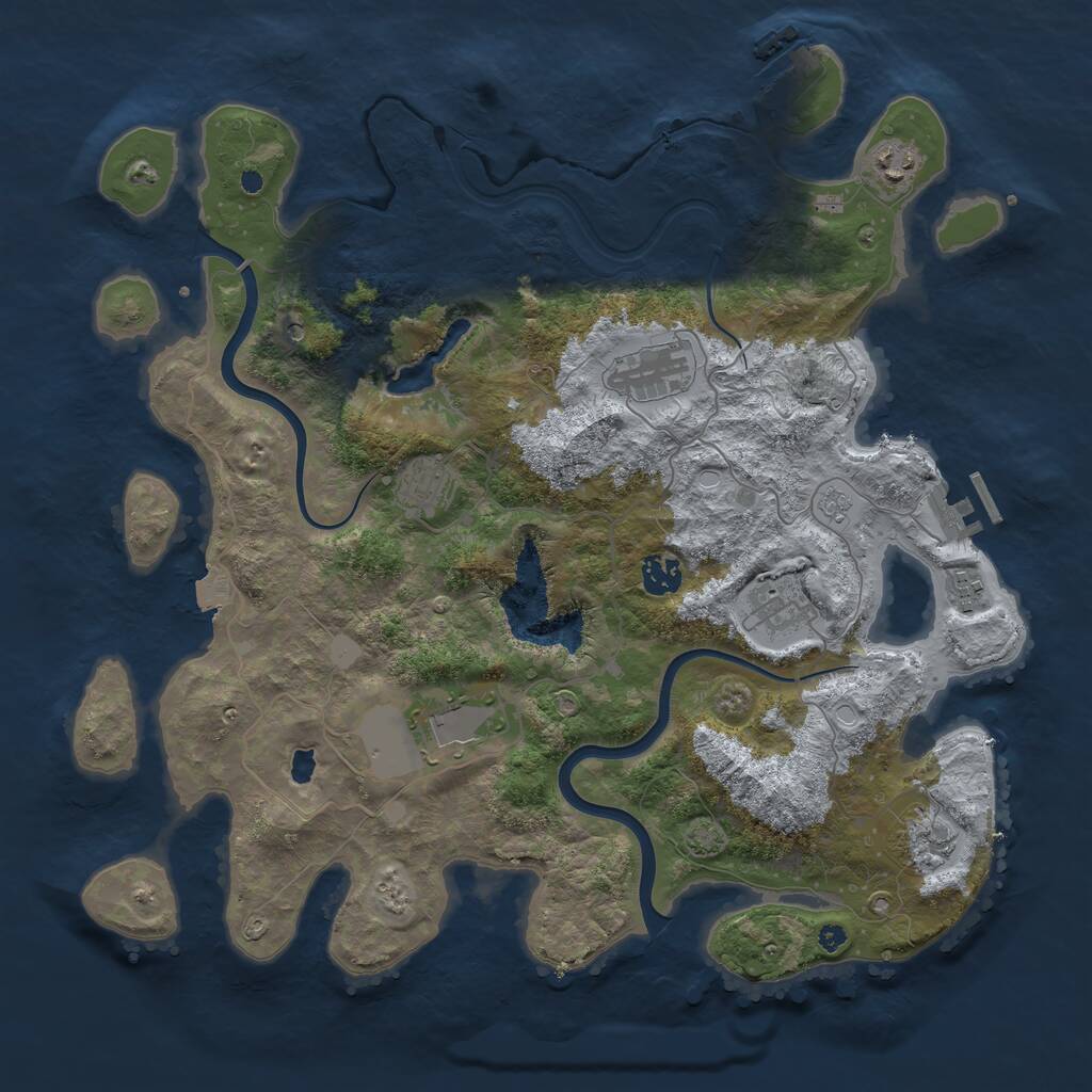 Rust Map: Procedural Map, Size: 4000, Seed: 6077, 14 Monuments