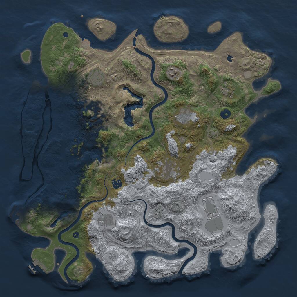 Rust Map: Procedural Map, Size: 4500, Seed: 970448953, 16 Monuments