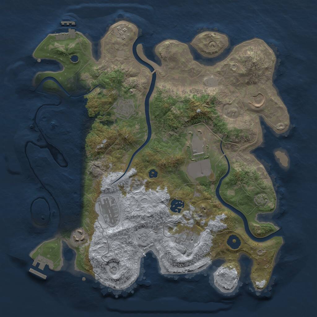 Rust Map: Procedural Map, Size: 3500, Seed: 522243149, 14 Monuments