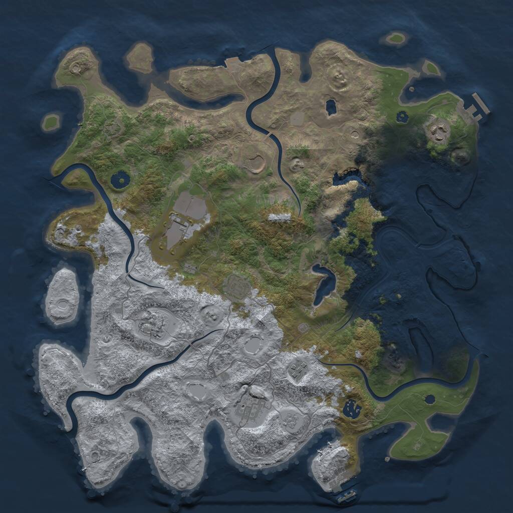 Rust Map: Procedural Map, Size: 4200, Seed: 555639197, 14 Monuments
