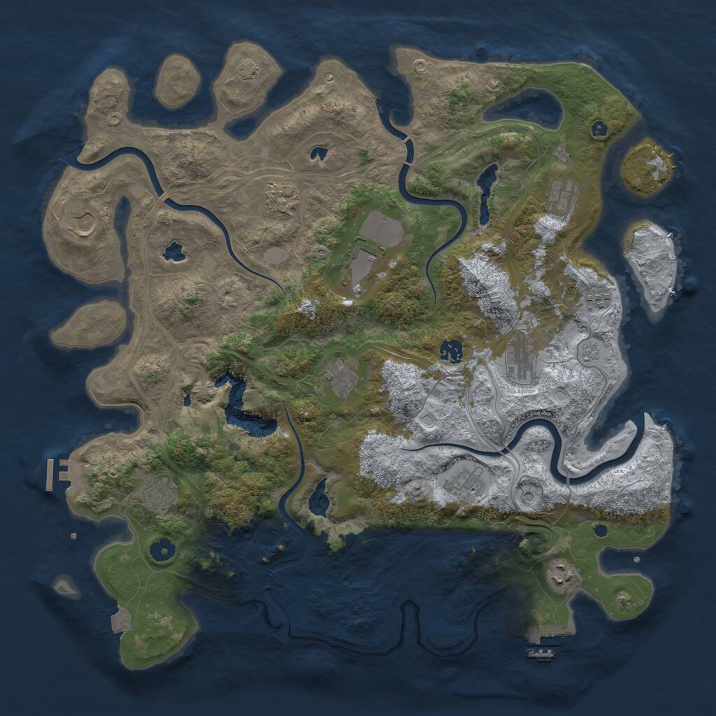 Rust Map: Procedural Map, Size: 4500, Seed: 1340523403, 17 Monuments